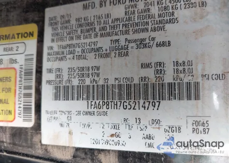 2016 Ford Mustang Ecoboost from USA, damaged, VIN 1FA6P8TH7G5214797